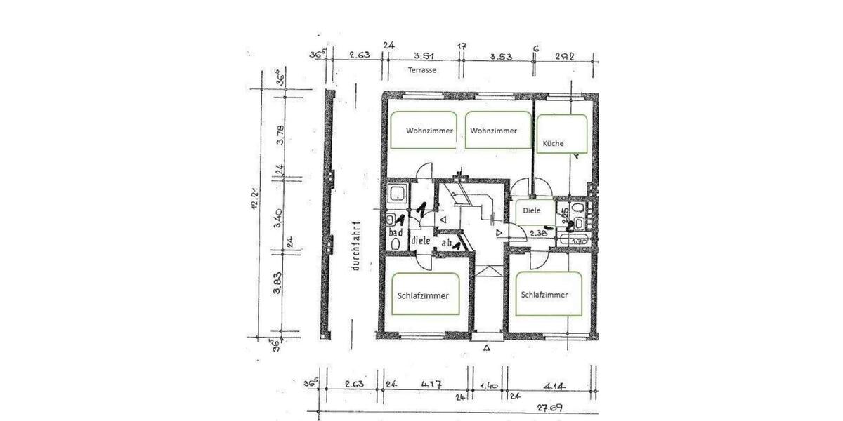 Wohnung mit einen Garten und Garage 3 zimmer