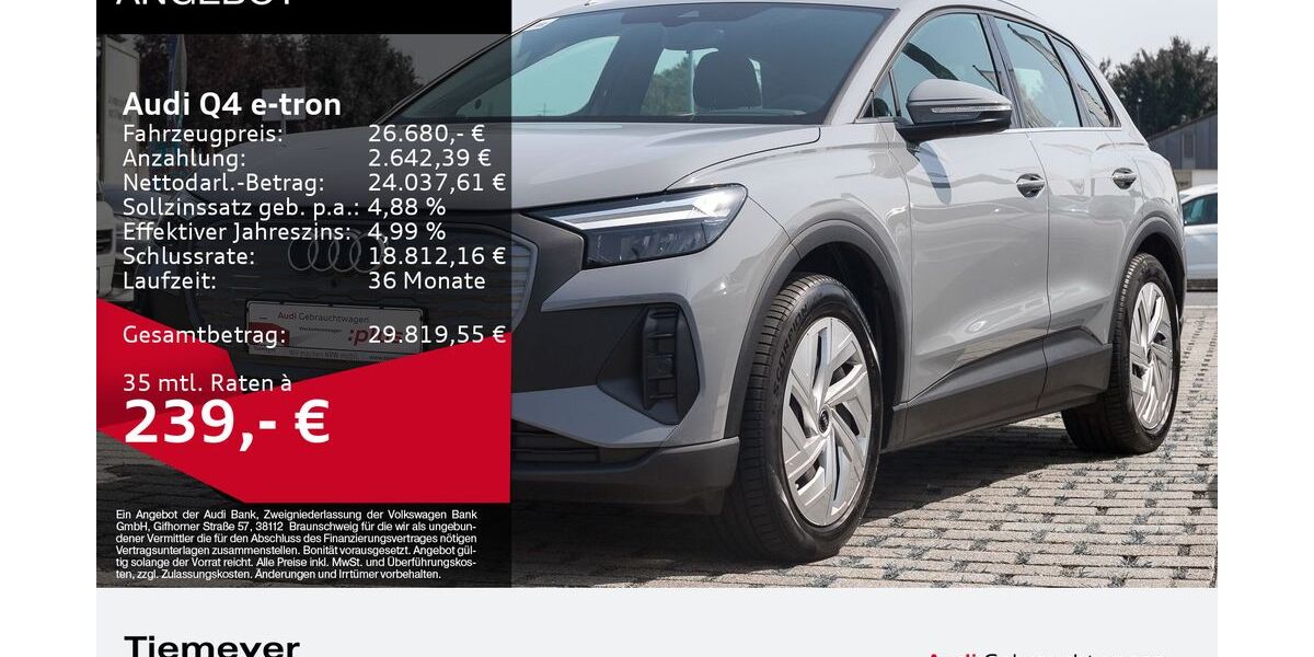 Audi Q4 e-tron 29.428 km 26.280 &euro; Oberhausen 46047