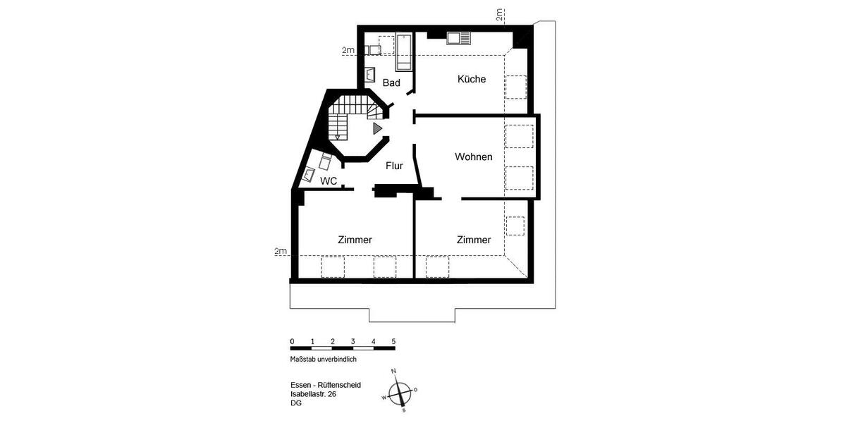 Dachgeschoßwohnung Essen Stadtbezirk II - 3 Zimmer, 81 m&sup2;, 955&euro; | Angebot:25720444