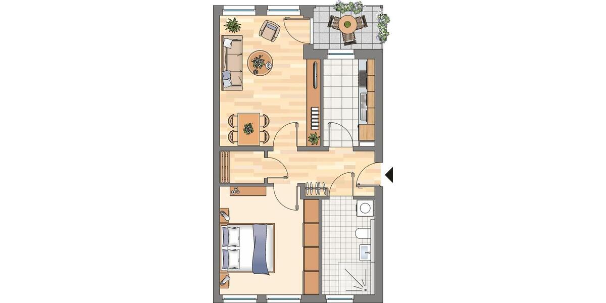 Etagenwohnung Bochum Günnigfeld - 2 Zimmer, 52 m&sup2;, 282&euro; | Angebot:25853503