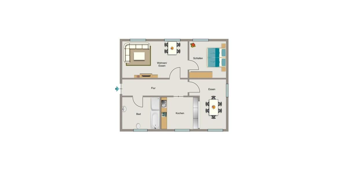 Etagenwohnung Essen Stadtbezirk VI - 3.5 Zimmer, 61 m&sup2;, 543&euro; | Angebot:26416230