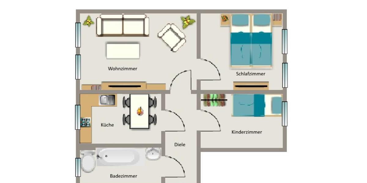 Etagenwohnung Moers Rheinkamp - 3.5 Zimmer, 55 m&sup2;, 411&euro; | Angebot:25665145