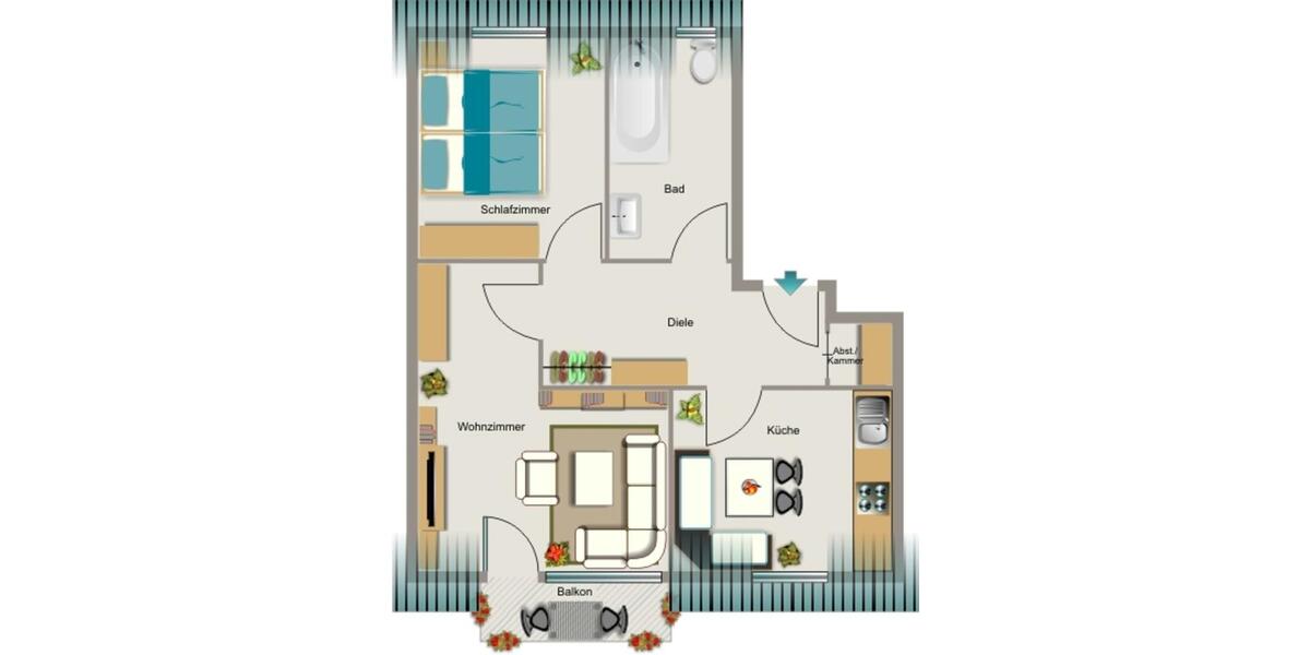 Dachgeschoßwohnung Duisburg Walsum - 2.5 Zimmer, 61 m&sup2;, 400&euro; | Angebot:25857605