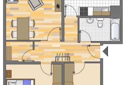 Wohnung Gelsenkirchen Gelsenkirchen-Nord - 3 Zimmer, 75 m&sup2;, 539&euro; | Angebot:27169157