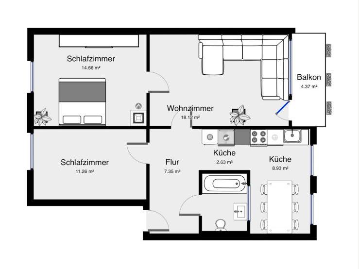 Etagenwohnung Duisburg Angerhausen - 3.5 Zimmer, 70 m&sup2;, 222.000&euro; | Angebot:25483506