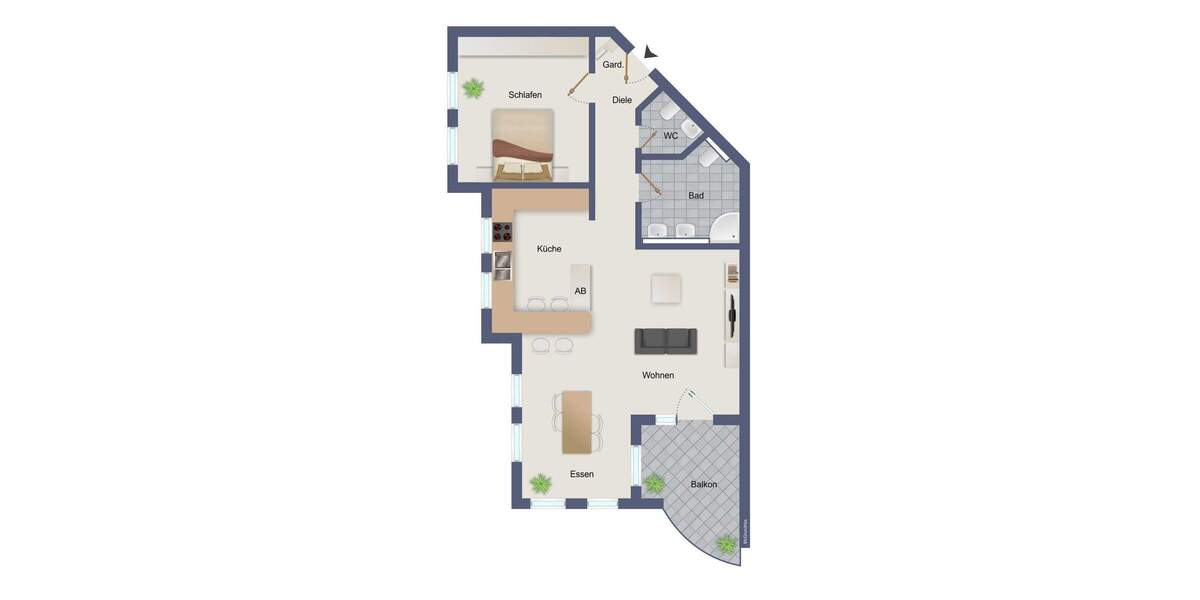 Etagenwohnung Mülheim an der Ruhr Broich - 2 Zimmer, 74 m&sup2;, 215.000&euro; | Angebot:25836397