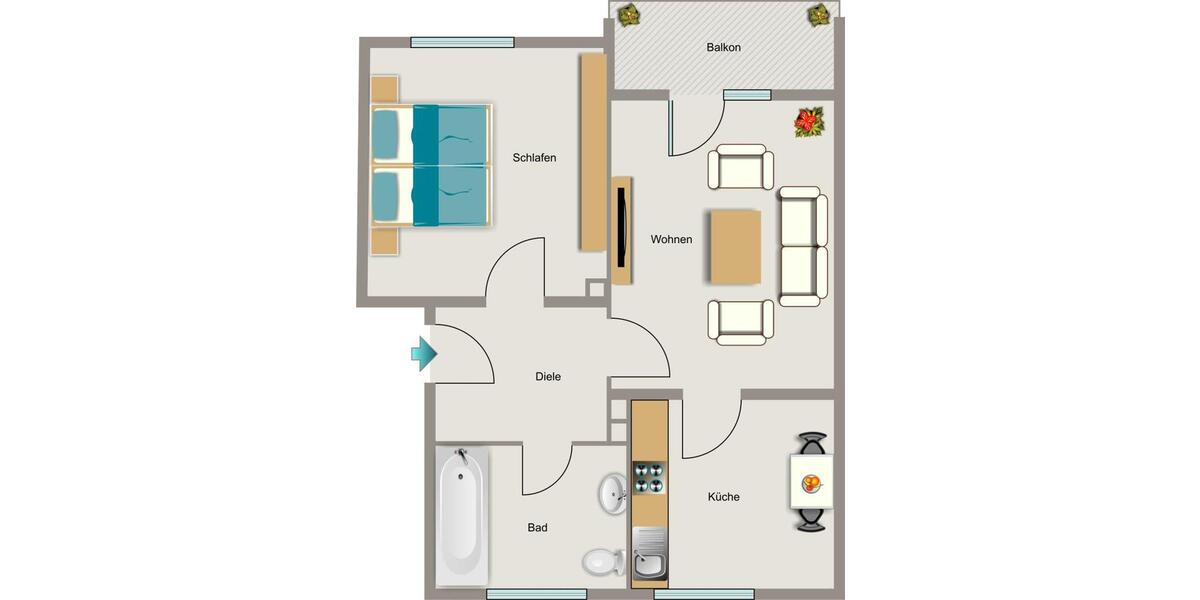 Etagenwohnung Essen Stadtbezirk V - 2.5 Zimmer, 45 m&sup2;, 368&euro; | Angebot:26449938