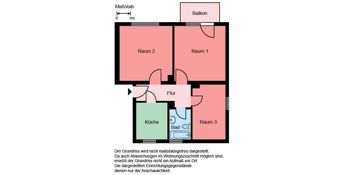 Etagenwohnung Castrop-Rauxel Deinighausen - 3 Zimmer, 60 m&sup2;, 449&euro; | Angebot:26447340