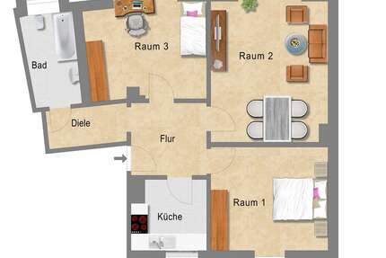 Wohnung zum Mieten in Essen 554 € 71.41 m² 3 zimmer