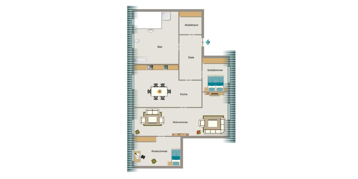Dachgeschoßwohnung Essen Stadtbezirk V - 3.5 Zimmer, 67 m&sup2;, 619&euro; | Angebot:25050819