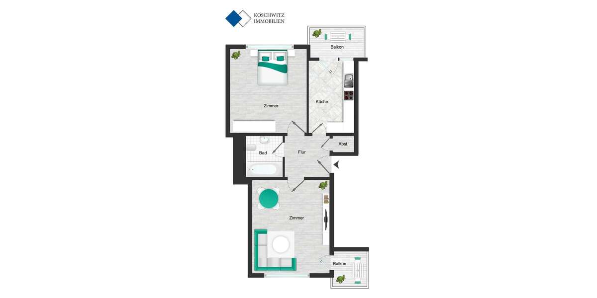 Etagenwohnung Duisburg Dellviertel - 2 Zimmer, 52 m&sup2;, 105.000&euro; | Angebot:26884077
