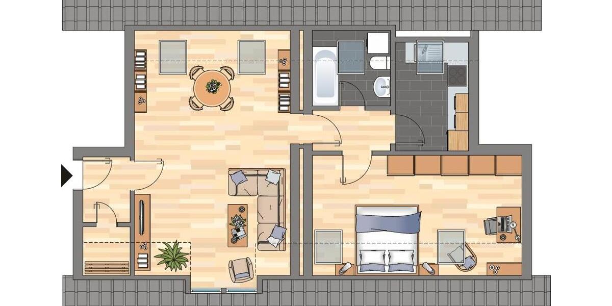 Dachgeschoßwohnung Herne Wanne - 2 Zimmer, 60 m&sup2;, 429&euro; | Angebot:26727938