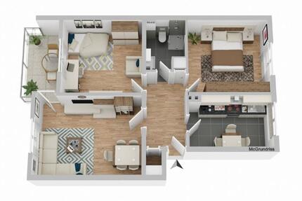 Erdgeschosswohnung mit Balkon, Grünfläche und Stellplatz vor der Tür 3 zimmer