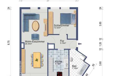 Wohnung Essen Rüttenscheid - 2 Zimmer, 63 m&sup2;, 475&euro; | Angebot:26803687