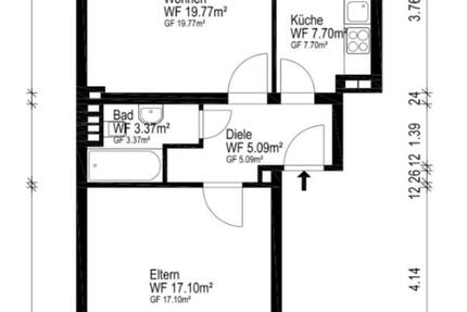 Wohnung Mülheim an der Ruhr Rechtsruhr-Nord - 2 Zimmer, 55 m&sup2;, 550&euro; | Angebot:26449050