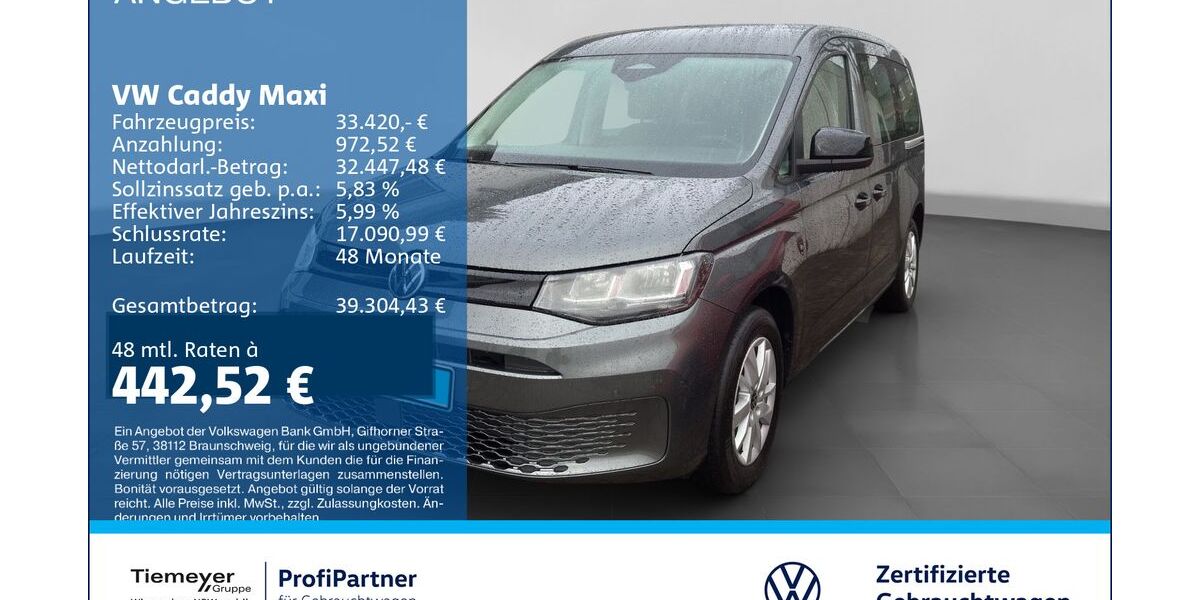 VW Caddy Maxi 3.990 km 33.420 &euro; Recklinghausen 45663