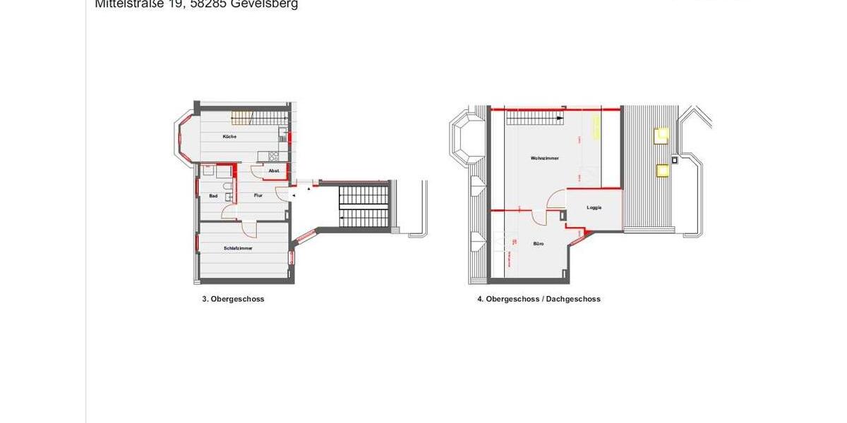 Dachgeschoßwohnung Gevelsberg - 3 Zimmer, 102 m&sup2;, 990&euro; | Angebot:25215040