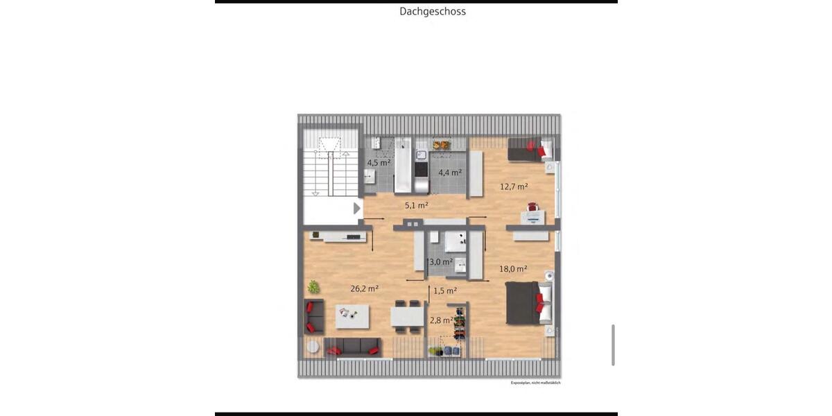 Dachgeschoßwohnung Essen Stadtbezirk V - 3.5 Zimmer, 78 m&sup2;, 1.090&euro; | Angebot:25942485