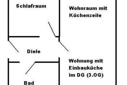 DU-Meiderich, 2 Zi., Wohnraum inkl. Einbauküche, Schlafraum, Bad 2 zimmer