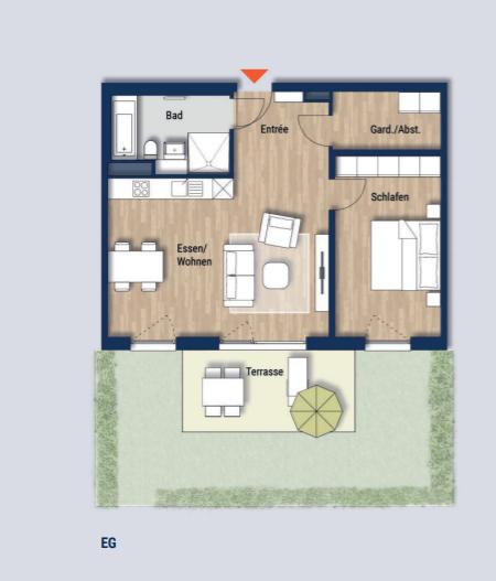 Moderne 2-Zimmer-Wohnung mit Terrasse, offener Wohnküche 2 zimmer