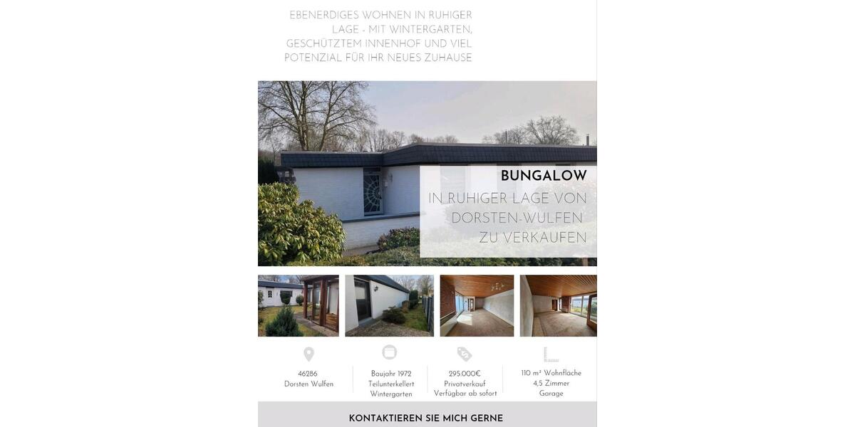 Bungalow Dorsten Alt-Wulfen - 4.5 Zimmer, 110 m&sup2;, 295.000&euro; | Angebot:27194375