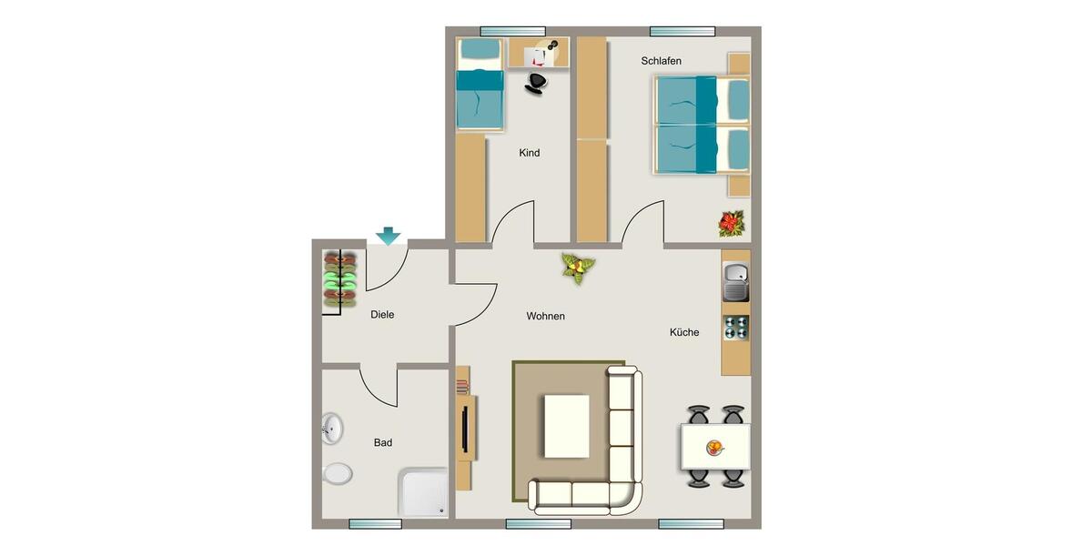 Erdgeschoßwohnung Oberhausen Rothebusch - 3 Zimmer, 55 m&sup2;, 522&euro; | Angebot:25962722