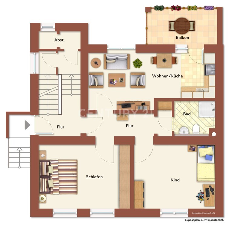 Sanierte Altbauwohnung mit Südwest Balkon und Blick ins Grüne 3 zimmer