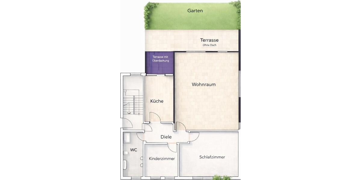 Erdgeschosswohnung, circa 100-105m² &Terrasse und Garten 3 zimmer