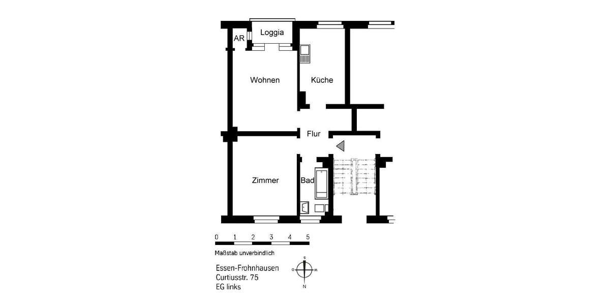 Etagenwohnung Essen Frohnhausen - 2 Zimmer, 51 m&sup2;, 469&euro; | Angebot:27184065