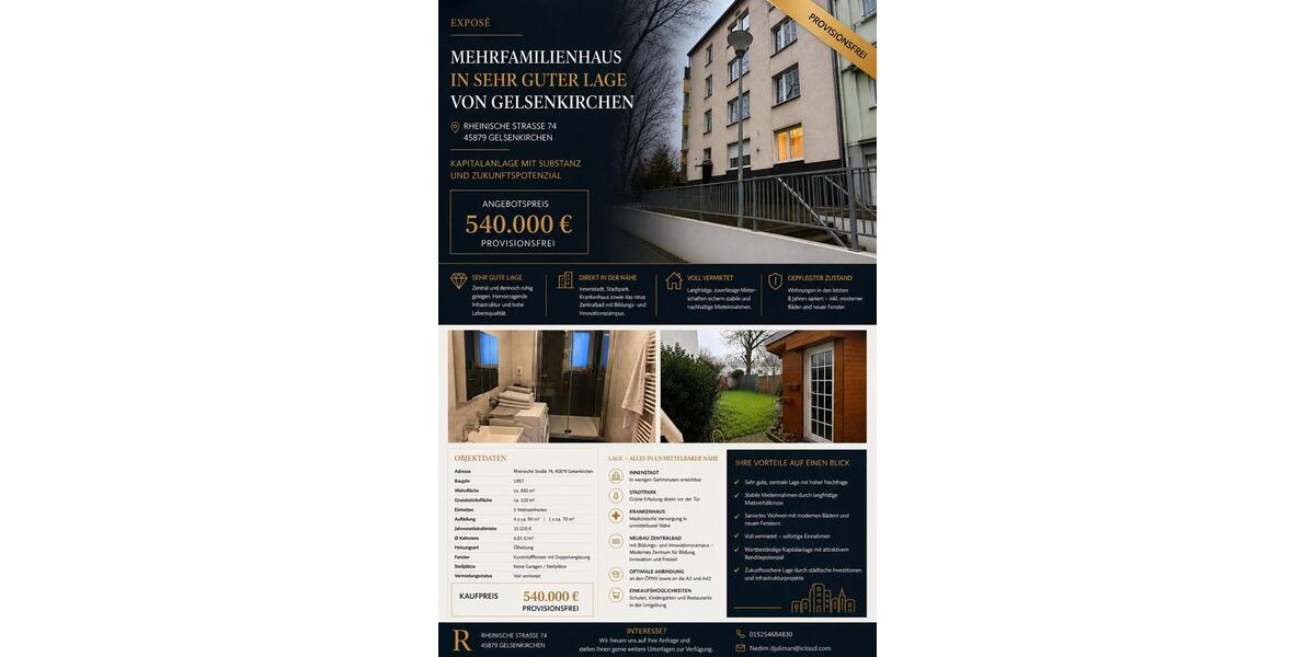 Mehrfamilienhaus, Wohnhaus Gelsenkirchen Gelsenkirchen-Mitte - 17 Zimmer, 430 m&sup2;, 540.000&euro; | Angebot:27168582