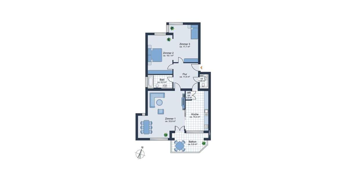 Etagenwohnung Essen Fischlaken - 3 Zimmer, 111 m&sup2;, 385.000&euro; | Angebot:23162845