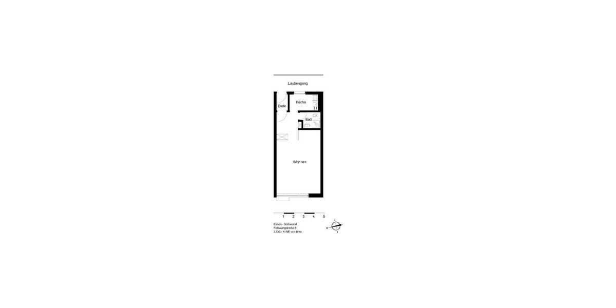 Etagenwohnung Essen Südviertel - 1 Zimmer, 40 m&sup2;, 465&euro; | Angebot:25320617