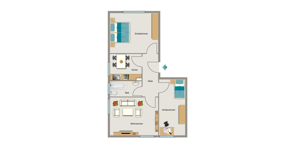 Etagenwohnung Gelsenkirchen Resse - 3.5 Zimmer, 62 m&sup2;, 404&euro; | Angebot:26539908