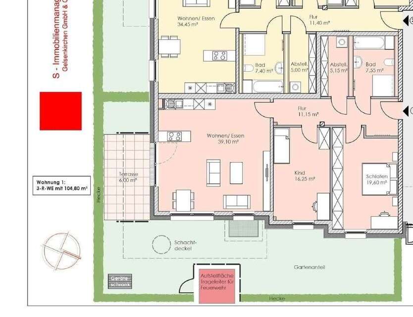 Wohnung zum Mieten in Gelsenkirchen 1.362,40 € 104.8 m²